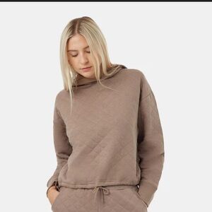 tentree Brown Quilted cropped Hoodie
